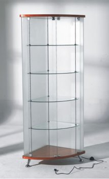 Contemporary Corner Curio With Cherry Finish Base [EFC-LIE-010]