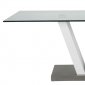 Key Dining Table in White Gloss w/Glass Top by Whiteline Imports