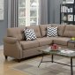 F6595 Sectional Sofa in Light Coffee Fabric by Poundex