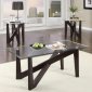 Cappuccino Finish Modern 3Pc Coffee Table Set w/Glass Top