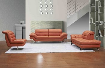 Astro Sofa in Pumpkin Leather by J&M w/Options [JMS-Astro Pumpkin]