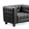 Black Full Leather Contemporary Living Room Sofa w/Options