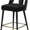 Akoya Counter Stool 795 Set of 2 Black Velvet Fabric - Meridian