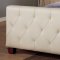 Taupe Tufted Leather Modern Bed w/Block Wooden Legs