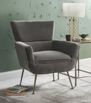 Varik Set of 2 Accent Chairs 59522 in Gray Velvet by Acme [AMAC-59522-Varik]