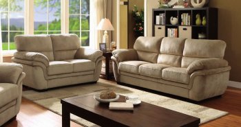 Jaya Sofa CM6503LB in Light Brown Microfiber Fabric w/Options [FAS-CM6503LB Jaya]