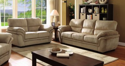 Jaya Sofa CM6503LB in Light Brown Microfiber Fabric w/Options