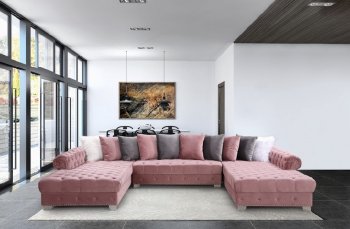 LCL-003U Sectional Sofa in Pink Velvet [BDSS-LCL-003U Pink]