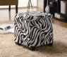 White Zebra Fabric Modern Storage Ottoman w/Wood Legs