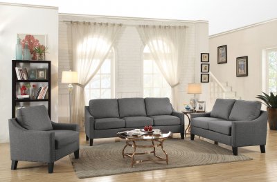 Zapata Sofa & Loveseat Set 53755 in Gray Linen by Acme w/Options