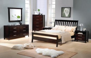 Espresso Finish Modern Elegant Bedroom w/Optional Items [ABCBS-8066]