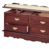 Padded Cherry Finish Cedar Chest w/Drawers