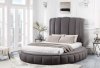 Snow Upholstered Circle Bed in Gray Fabric by Global