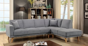 Hagen Sectional Sofa CM6799GY in Gray Flannelette Fabric [FASS-CM6799GY-Hagen]