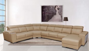 8312 Sectional Sofa in Light Khaki Leather by ESF [EFSS-8312 Light Khaki]