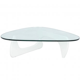 Imperial Coffee Table NG52W in White Wood & Glass by LeisureMod
