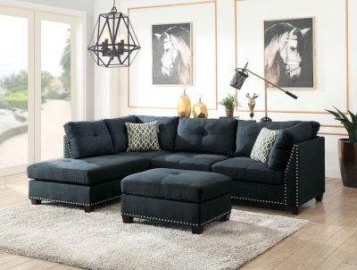 Laurissa Sectional Sofa w/Ottoman 54360 in Dark Blue by Acme