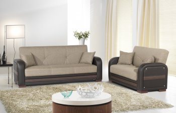 Sacura Sofa Bed in Beige Fabric by Rain w/Optional Items [RNSB-Sacura Beige]