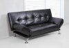 Black Vinyl Modern Sofa Bed Convertible w/Metal Legs