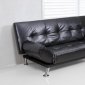 Black Vinyl Modern Sofa Bed Convertible w/Metal Legs