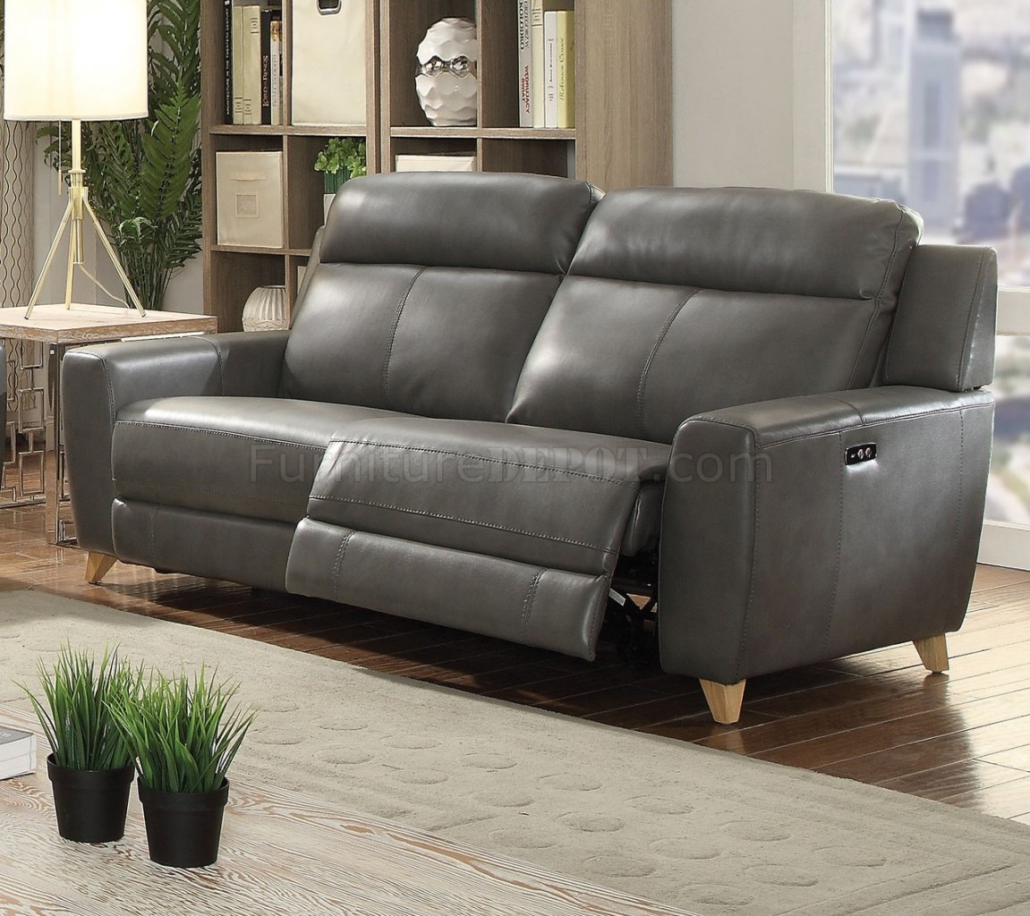 Cayden Power Motion Sofa 54200 in Gray Leather-Aire Match