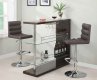 Cappuccino Gloss Finish Modern 3Pc Bar Set w/Clear Glass Shelves