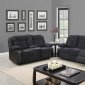 U1566 Motion Sofa Dark Grey Fabric & Black PU - Global w/Options