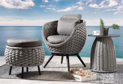 Egil 2Pc Patio Chair Set 45041 in Gray Wicker by Acme w/Options