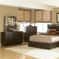 Smoky Brown Finish Contemporary Bedroom w/Storage Bed