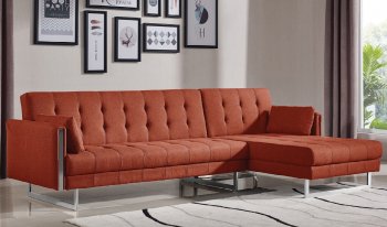 Andrea Sectional Sofa Bed in Orange by At Home USA [AHUSS-Andrea-Orange]