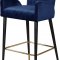 Luxe Counter Stool 792 Set of 2 Navy Velvet Fabric by Meridian