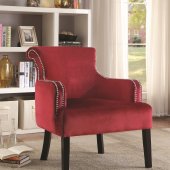 902680 Accent Chair Set of 2 in Red Velvet Fabric by Coaster