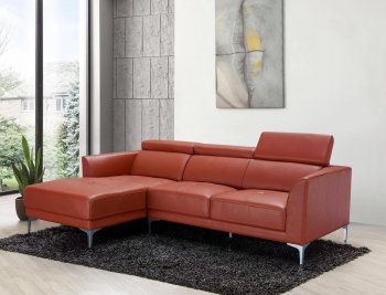 Slate Sectional Sofa in Orange Leather by Beverly Hills [BHSS-Slate Orange]