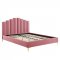 Olivia Upholstered Platform Queen Bed in Dusty Rose Velvet by Mo