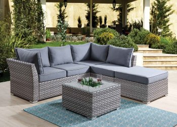 Laurance Outdoor Patio Sectional Sofa Set OT01092 Gray by Acme [AMOUT-OT01092 Laurance]