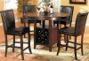 Dark Cherry Finish Counter Height Dinette Table w/Wine Rack Base