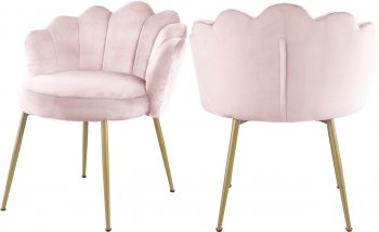 Claire Dining Chair 748 Set of 2 Pink Velvet Fabric by Meridian [MRDC-748 Claire Pink]