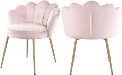 Claire Dining Chair 748 Set of 2 Pink Velvet Fabric by Meridian