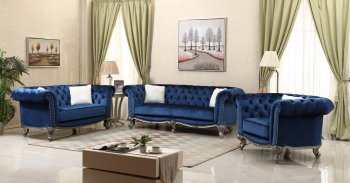 Mia Sofa & Loveseat Set in Blue Fabric [ADS-Mia Blue]