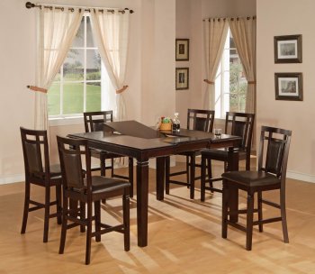 Dark Brown Finish Counter Height Modern Dining Set w/Options [WDDS-1286]