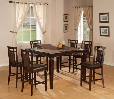 Dark Brown Finish Counter Height Modern Dining Set w/Options