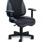 Black Leather and Mesh Fabric Contemporary Task Chair w/Gas Lift