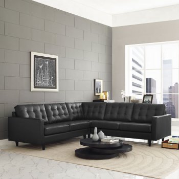 Empress EEI-1549 3pc Sectional in Black Bonded Leather by Modway [MWSS-EEI-1549-BLK-Empress]