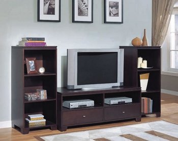 Cappuccino Finish Contemporary TV Stand W/Drawers [CRTV-410-700141]