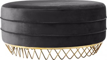 Revolve Ottoman / Coffee Table 147 Grey Velvet Fabric - Meridian [MRCT-147 Revolve Grey]