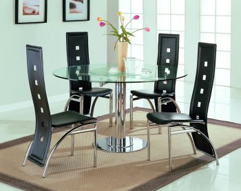 Stainless Steel Modern Dinette w/Glass Top Rotating Table [CRDS-137-120281]