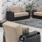 Fabric & Leather Two-Tone Modern Sofa Bed w/Optional Items