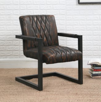 903063 Set of 2 Accent Chairs - Dark Brown Leatherette - Coaster