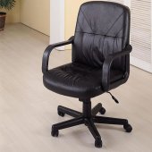 Black Leather Contemporary Office Chair w/Gas Lift