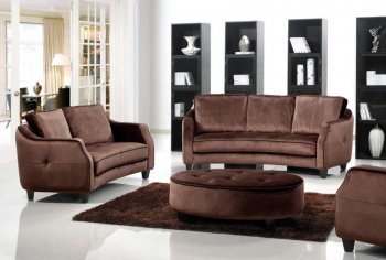 Brown Fabric Modern 3Pc Sofa, Loveseat & Chair Set w/Ottoman [VGS-1079]